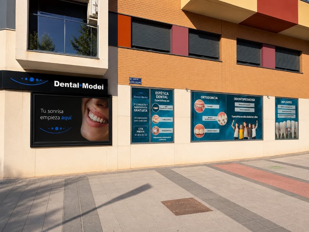 Fachada exterior oficial de Clínica Dental·Model en Calle León Felipe 40 Arganda del Rey